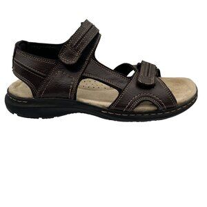 DOCKERS Mens 12M Brown Leather Comfort Sports Sandals Ankle Straps Hiking Shoes